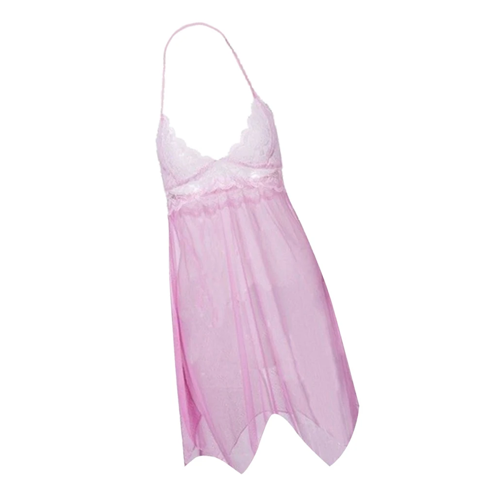 Женская Сексуальная кружевная ночная рубашка с v-образным вырезом нижнее белье