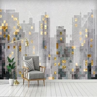 custom 3d wall mural wallpaper golden modern abstract architectural wall cloth living room sofa tv background wall home decor