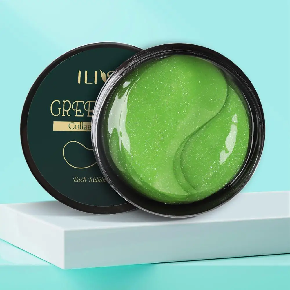 

60pcs-Gold Collagen Eye Mask Seaweed Green Algae Eye Patches for Dark Circle Hydrating Eye Pad Anti-Wrinkles Nourishing