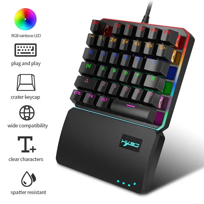 

V200 Replacement for PUBG LOL Gamer Keyboard 8 Backlit Mode Green Axis 35Keys Mechanical Keyboards Mini USB Wired Keypad