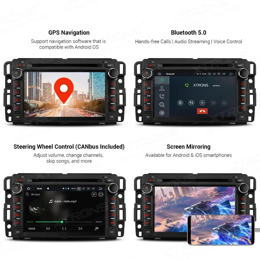XTRONS 7 &quotAndroid 9 0 Восьмиядерный автомобильный dvd плеер GPS OBD для Chevrolet Tahoe Impala BUICK Enclave
