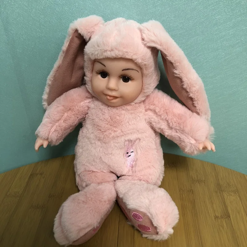 fen Беби борн, пупсы спящая кукла в одежде зайца 42 см. спит с ребенком, мягкая игрушка для девочек,куклы лол плюшевые игрушки, новогодние подарок на день рождения для детей на коллекцию, из России - Цвет: fen