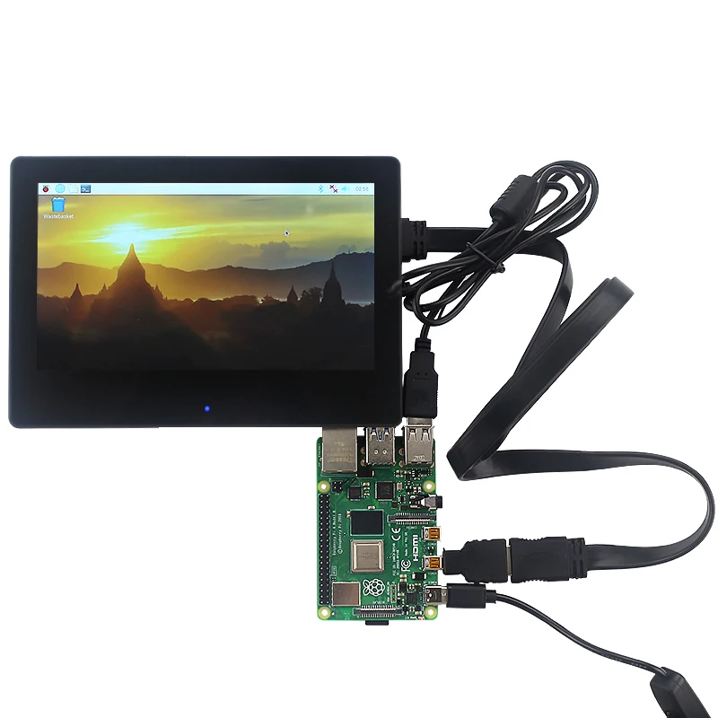 7 дюймов Raspberry Pi 4 IPS сенсорный Экран 1024x600 ЖК дисплей Регулируемый Яркость Дисплей
