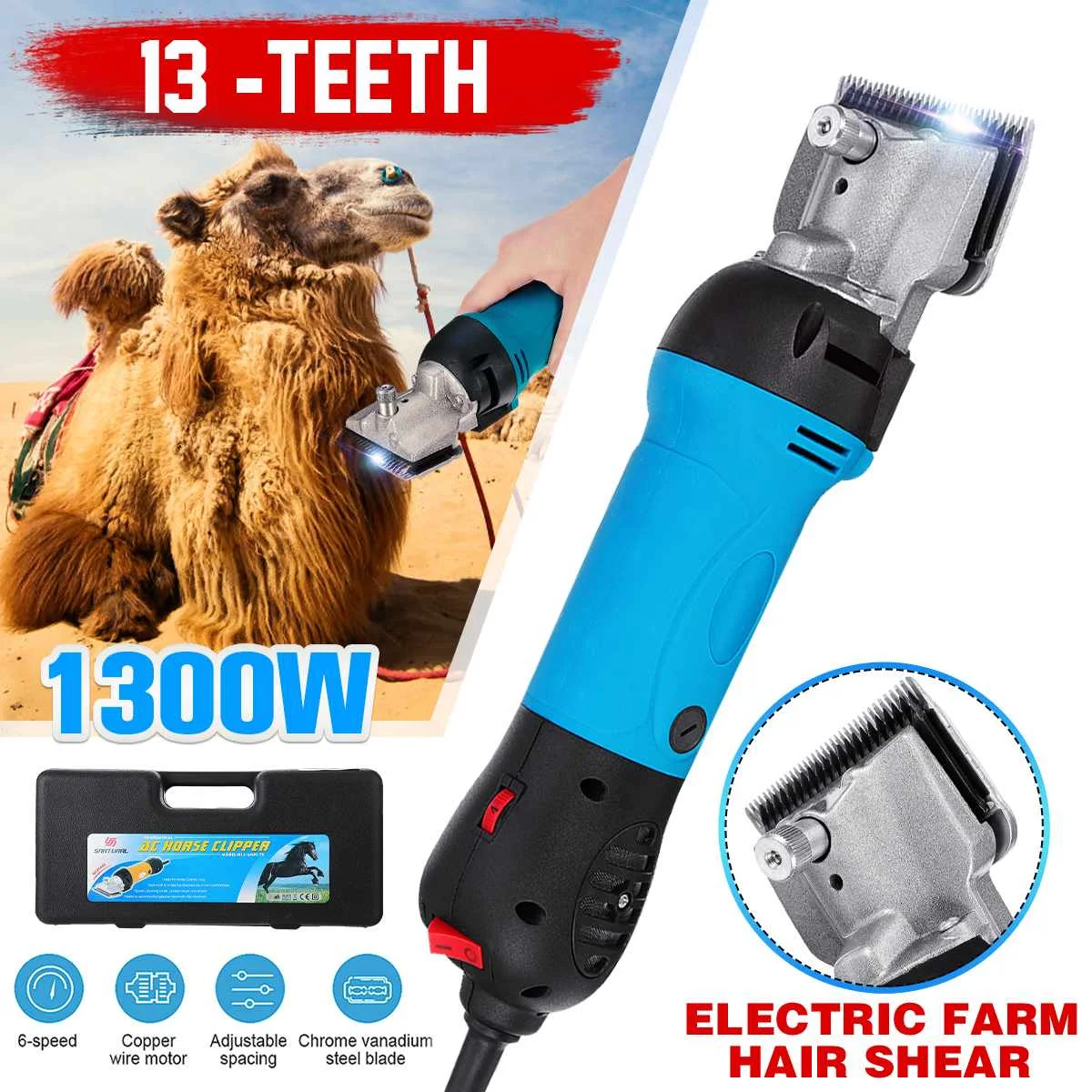 

NEWEfficient 1300W 110-220V 6 Gears Speed Electric Sheep Goat Horse Shearing Machine Clipper Farm Shears Cutter Wool scissor Cut