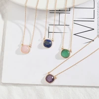 free shipping petite faceted natural stone dot necklace for women choker necklace boutique jewelry wholesale