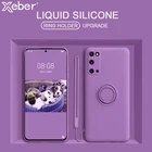 Модный чехол из жидкого силикона с магнитным кольцом-держателем для телефона Samsung S21 Plus S20 FE Note 20 Ultra 10 Pro S8 S9 S10E, мягкий чехол