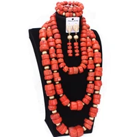4ujewelry women jewellery set big design nigerian beads necklace jewelry set bride 3 layers earrings bracelet