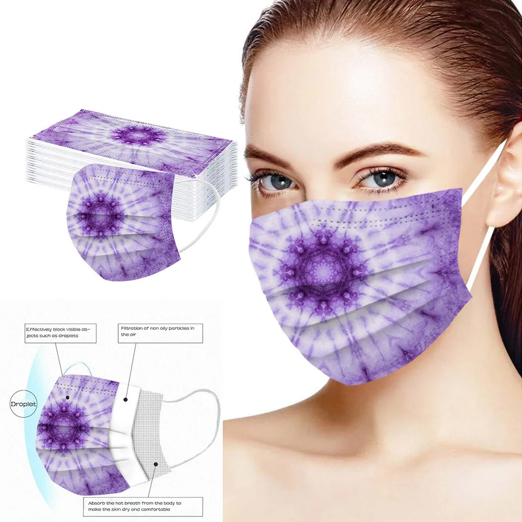 

Adult Tie-dyed Digital Printing Three Layer Protective Breathable Mask Mask print 2021 mask Women's masks disposable mask