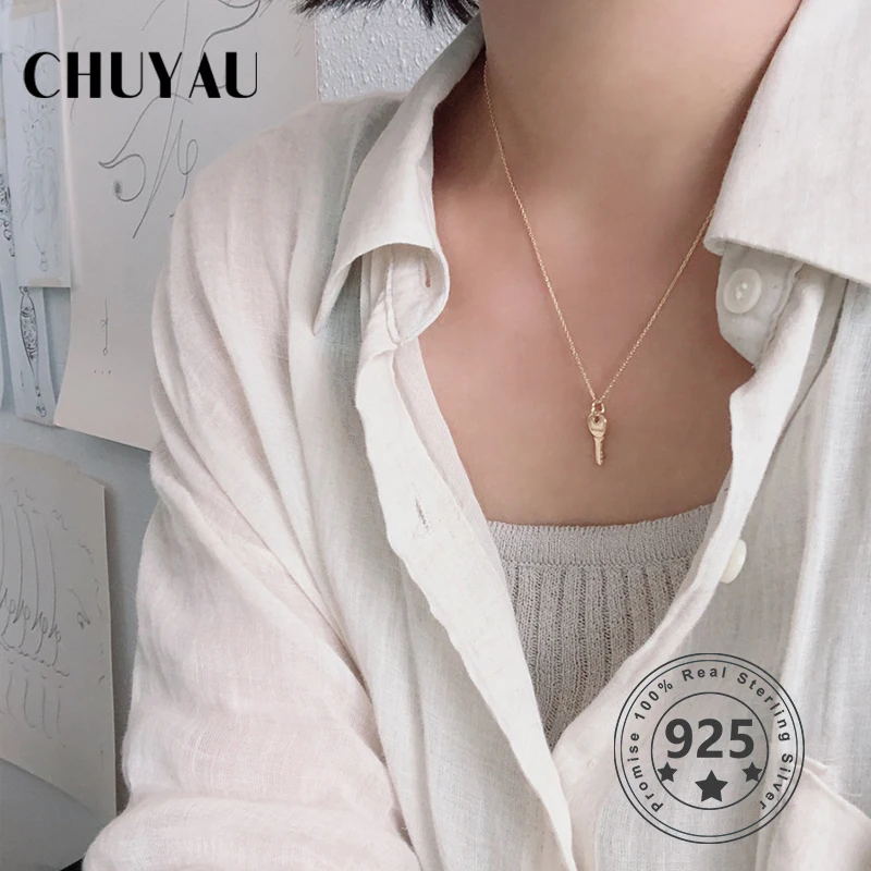 Цепочка Chuyau женская из серебра 925 пробы ожерелье с подвеской модный дизайн