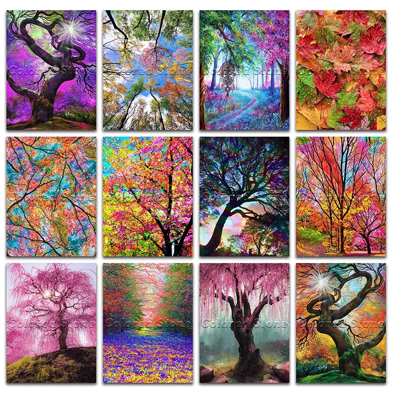 Полностью Квадратный бриллиант 5D Вышивка крестиком пейзаж дерево кленовый лист