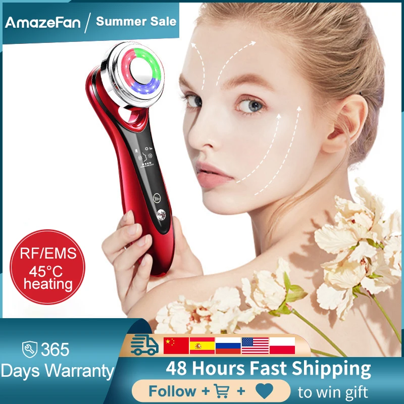 AmazeFan RFEMS Skin Care Beauty Machine Deep Facial Cleansing Massager Hot Compress Rejuvenation Remover Wrinkles Lifting Device