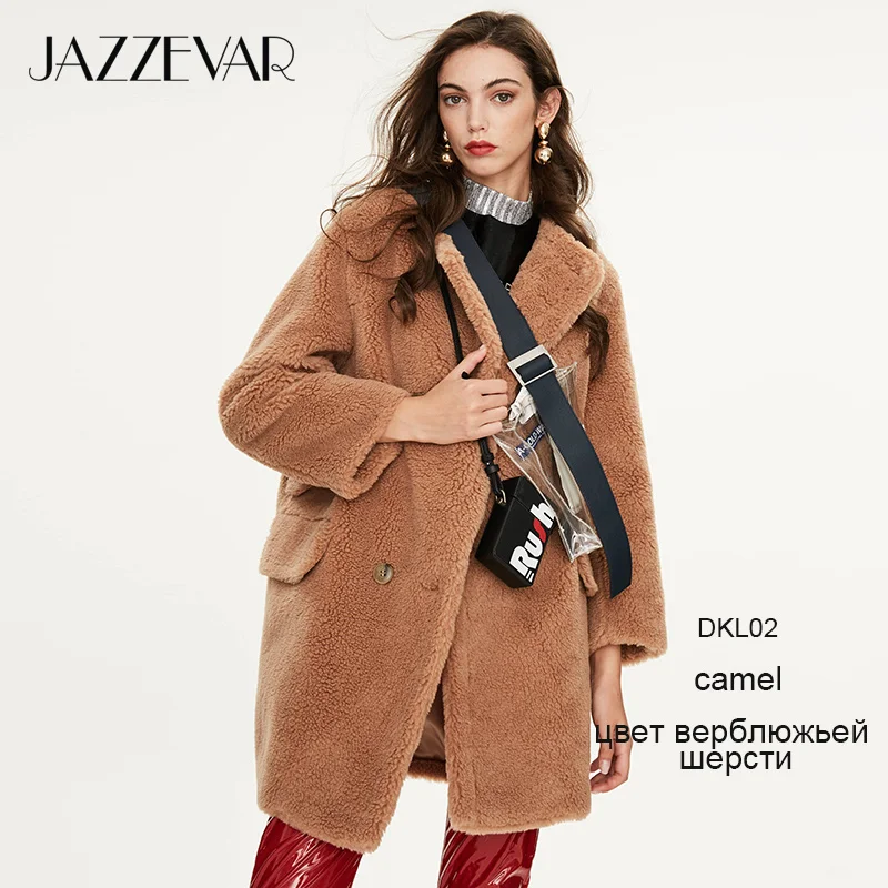 camel colorDKL02 JAZZEVAR Зимнее новое поступление пальто с мехом женская одежда высокое качество средней длины теплое зимнее пальто K9064-1 - Цвет: camel colorDKL02