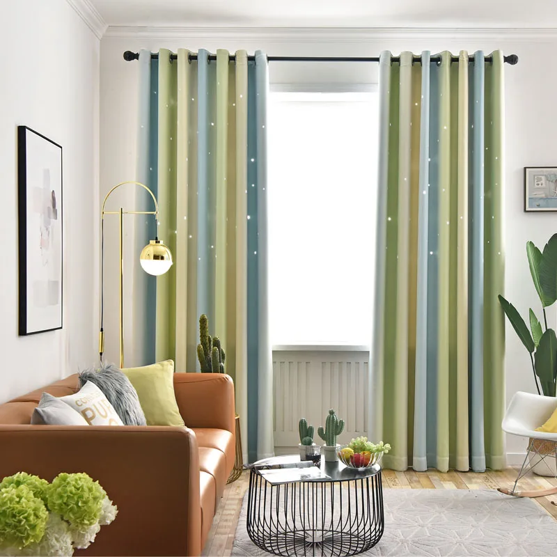 Двухслойная красочная пустая звезда для детской комнаты затемненная драпировка