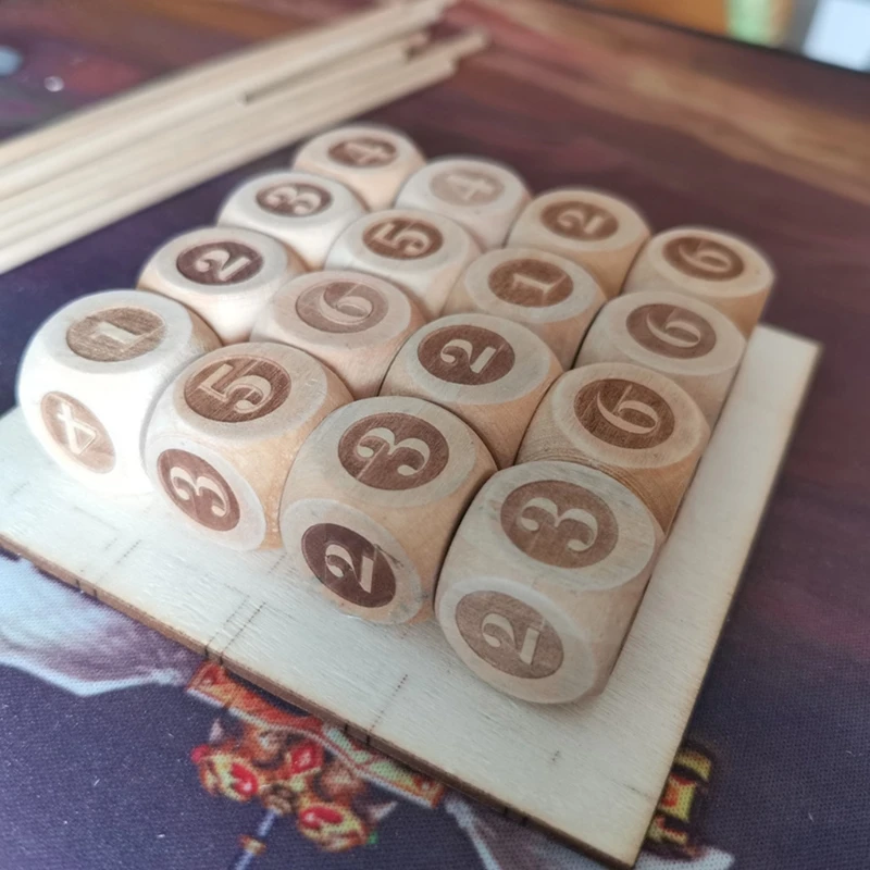 

448D New Pattern 16Pcs/Pack 2cm Solid Wood Dice Game Props Educational Toys for Children Solid Color Digital Dice