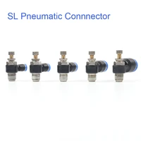 1pcs sl 4 12mm fast connection pneumatic fitting m5 18 14 38 12 bsp air speed regulating valve throttle valve