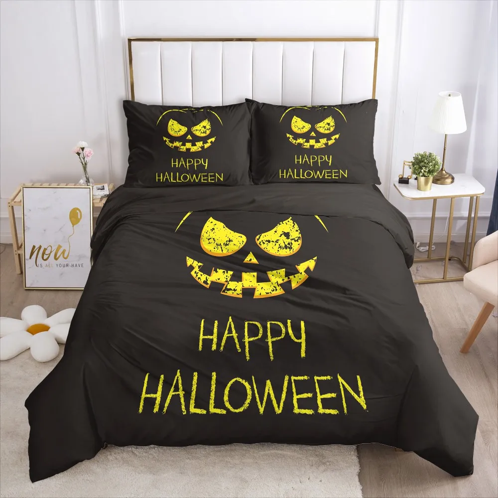 

3D Halloween Duvet Cover Set Bedding Sets Quilt Covers Pillow Cases Full Double Single Size Design Bats Design White Bedclothes