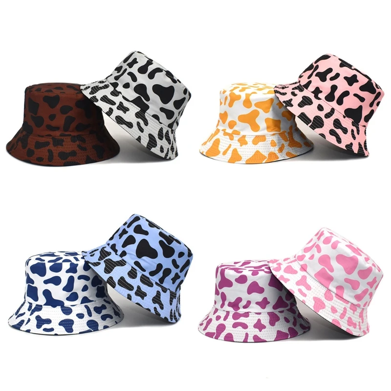 Панама двусторонняя для мужчин и женщин шапка рыбака с коровьим узором Модная