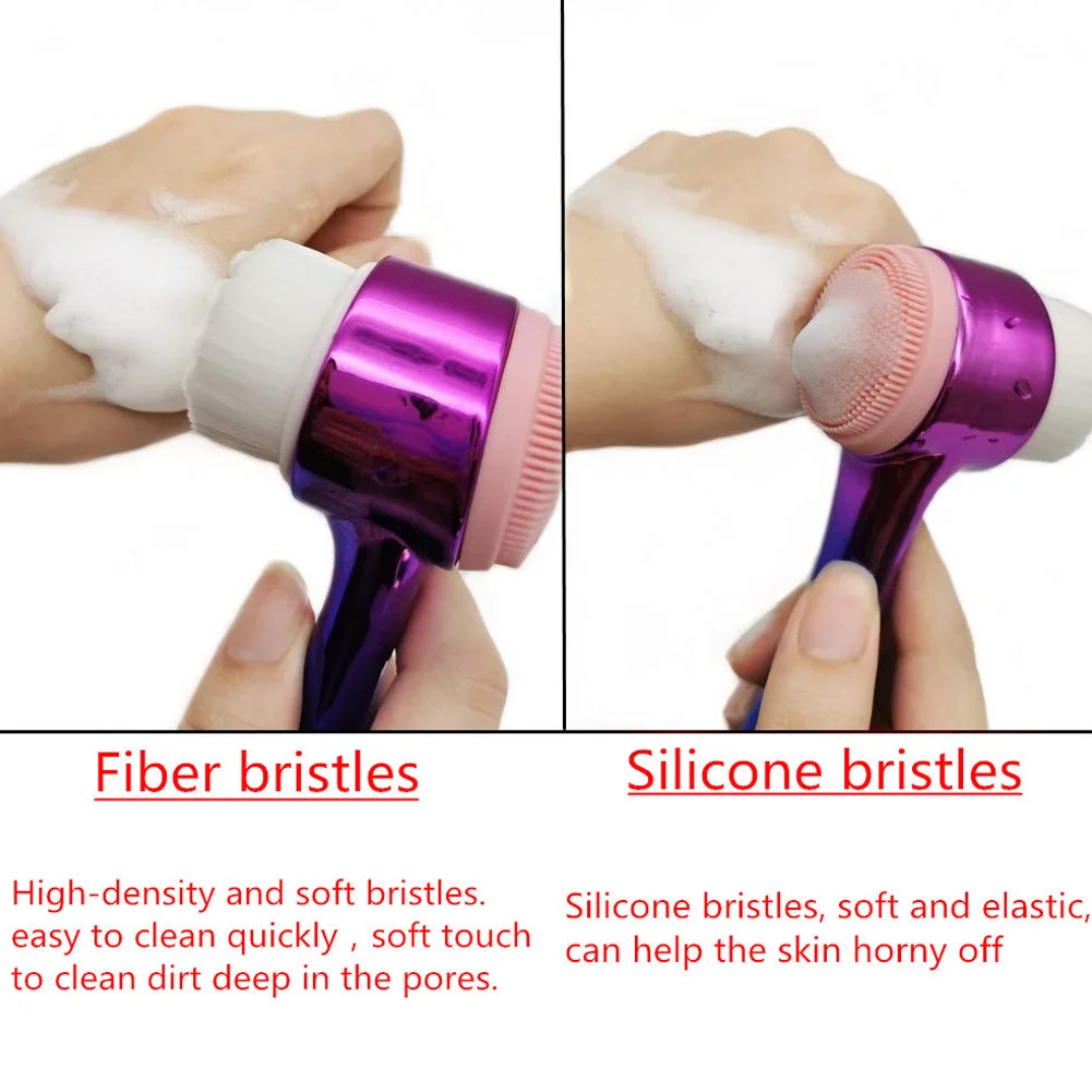

Face Brush Manual Double Sided Facial Brush Deep Cleansing Face Brush Massaging Removing Blackhead Wash for All Skin Types