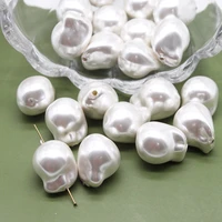 natural freshwater shell baroque pearl loose beads 2 pieces white irregular shape diy womens bracelet necklace accessories gift