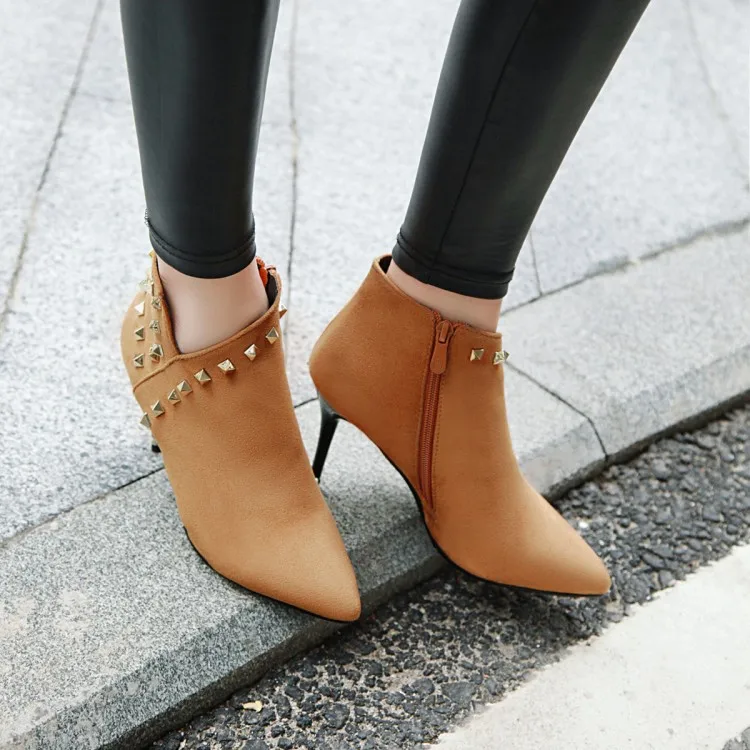 Big Size 9 10 11-16 boots women shoes ankle for ladies woman winter Metal trim rivet heel | Обувь