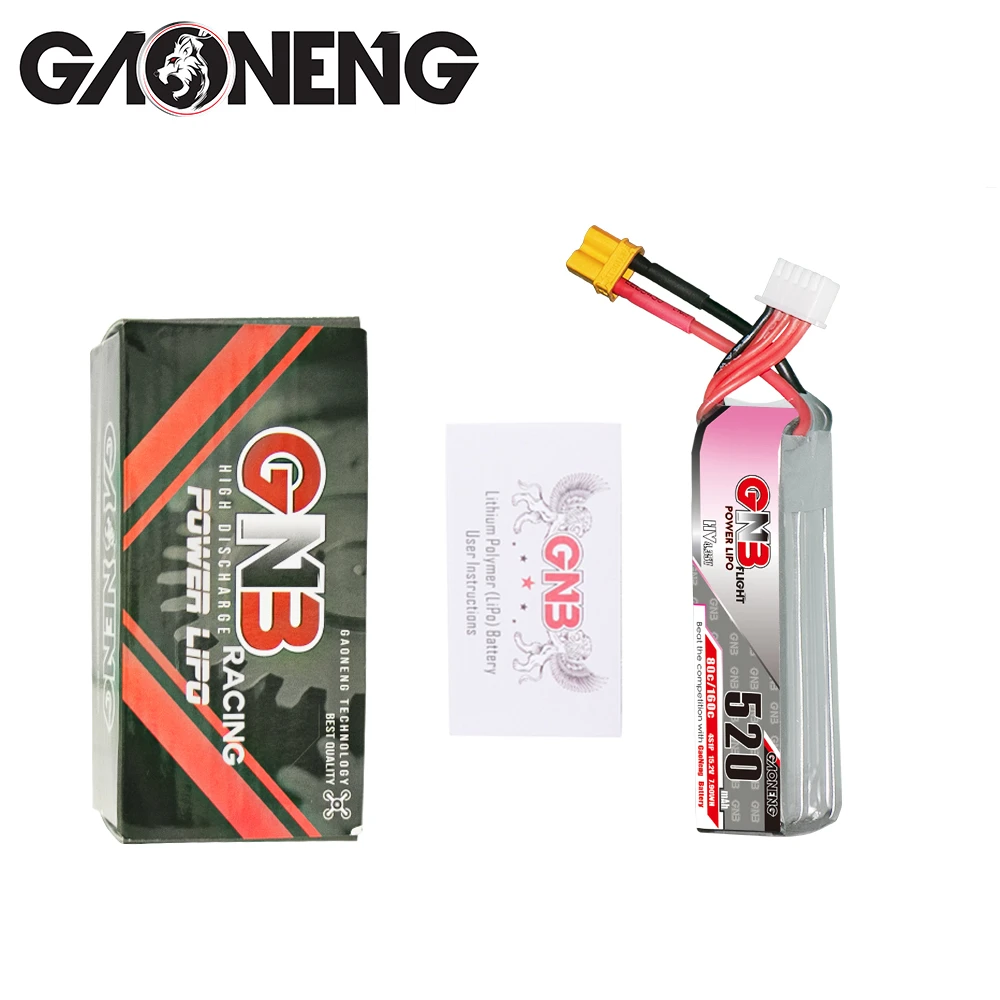 Аккумулятор Gaoneng GNB 520 мА · ч 4S в 80C/160C HV Lipo с разъемом XT30 для квадрокоптера Betafpv Beta85X