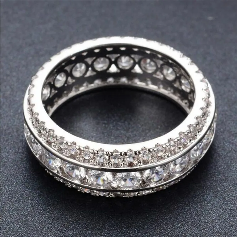 

high quality Authentic 10KT white gold with full diamond stone Rings European Women men Brand band rings finger set jewelry gift