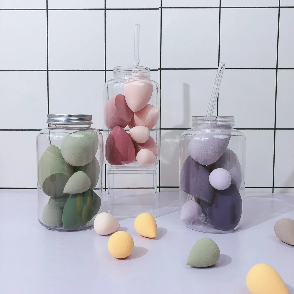 

7 PCS/Jar Cosmetic Puff Sponge Wet Dry Dual Use Makeup puff Concealer Foundation Puff Water-drop Shape Cosmetic Makeup Tool