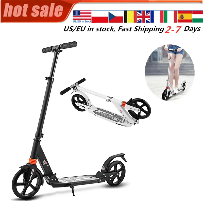 

Adult Teenager Foldable Kick Scooter 2-Wheel Adjustable T-Handlebar Foot Scooter Outdoor Sports Portable Scooters Skateboard