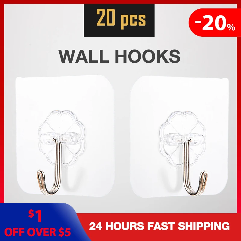 20 шт 6x6 см настенные крючки для подвешивания Кухня в Ванная комната клей крючок