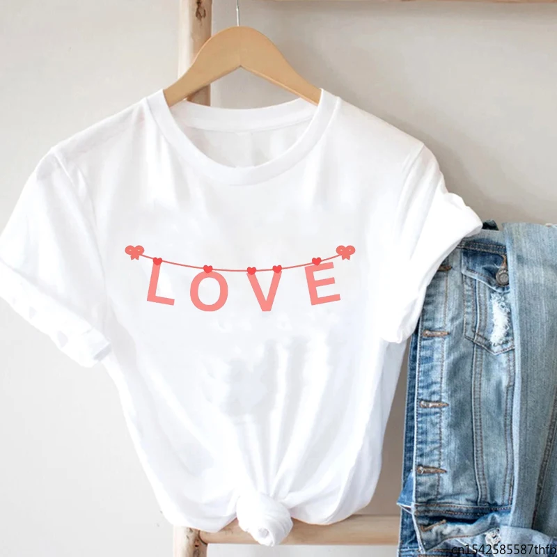 

2021 Vintage Aesthetic Graphic T-Shirts Simple Fashion I Love You Text T-Shirts for Women Graphic T-Shirts Punk Clothing