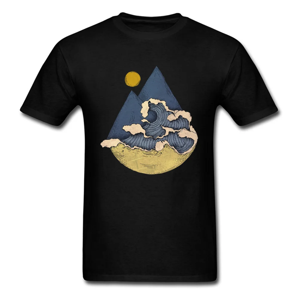 Мужская черная футболка в винтажном стиле с волнистым рисунком новинка 2018 летняя