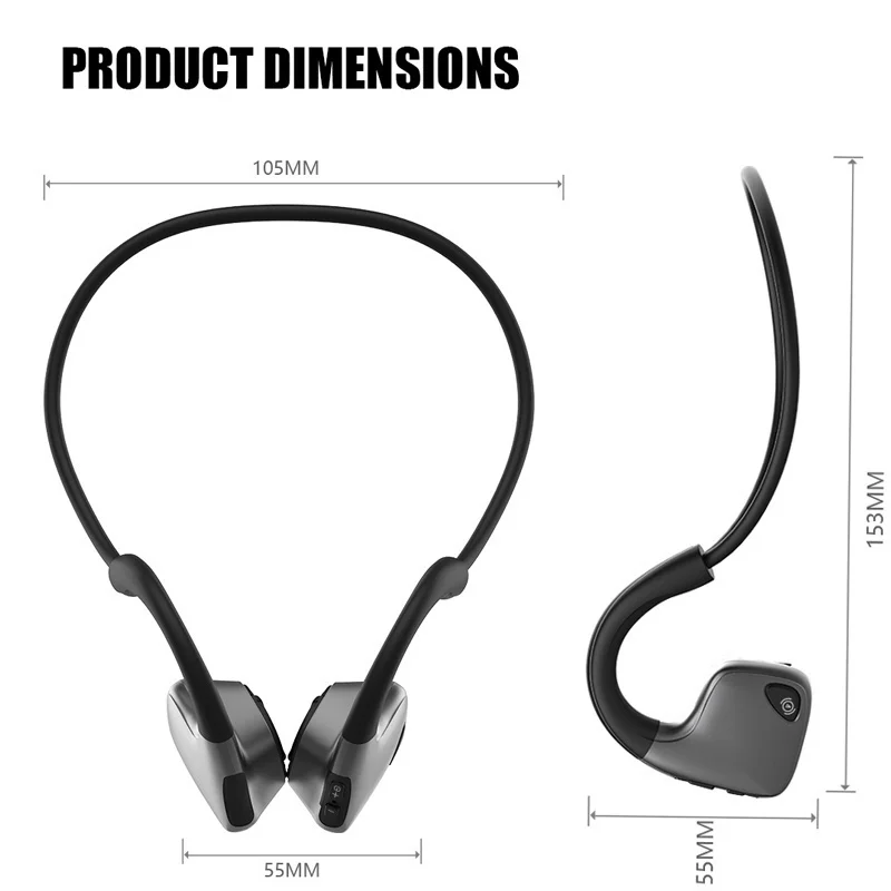 

New Bluetooth 5.0 Wireless Headset Bone Conduction Headphones with Mic Sports Waterproof Hands-free Wireless Earphones