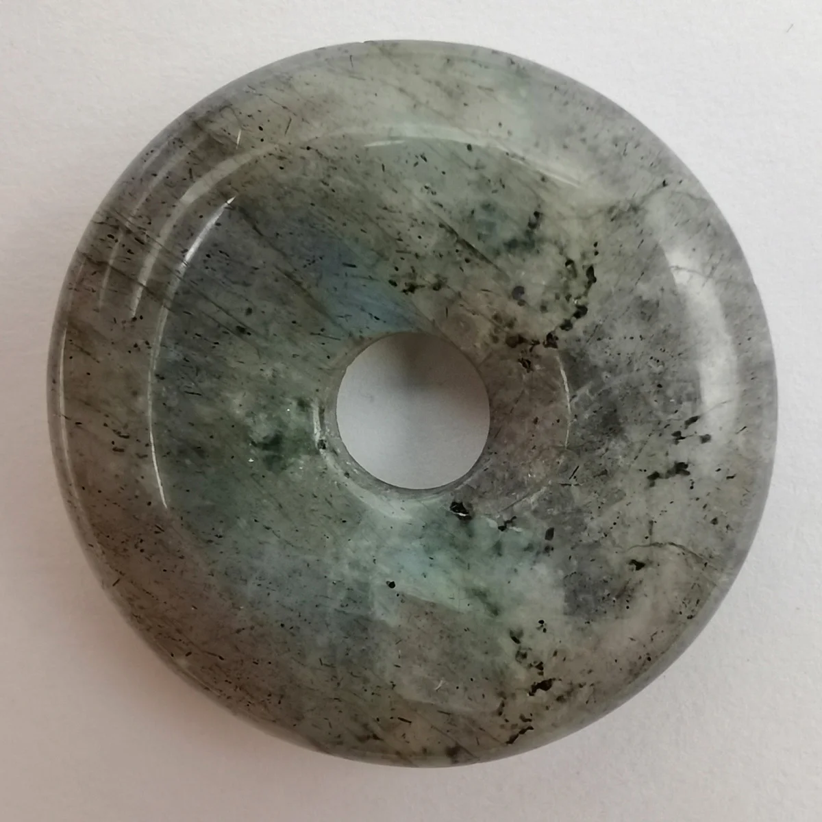 

30MM Labradorite Stone GEM Carved Safety Button Pendant Necklace Jewelry For Woman Gift H331
