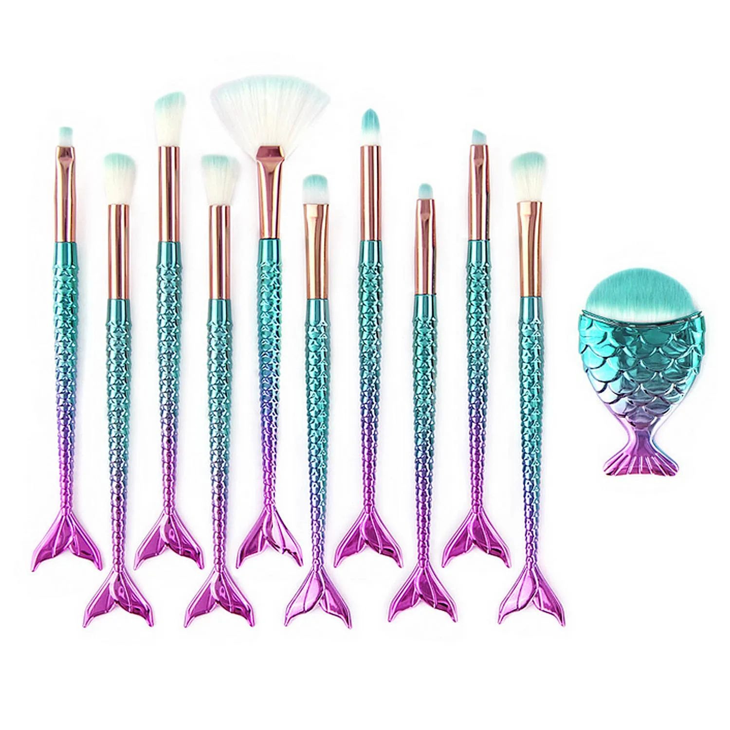 11 шт. Профессиональные кисти для макияжа Русалочки основы бровей подводки глаз