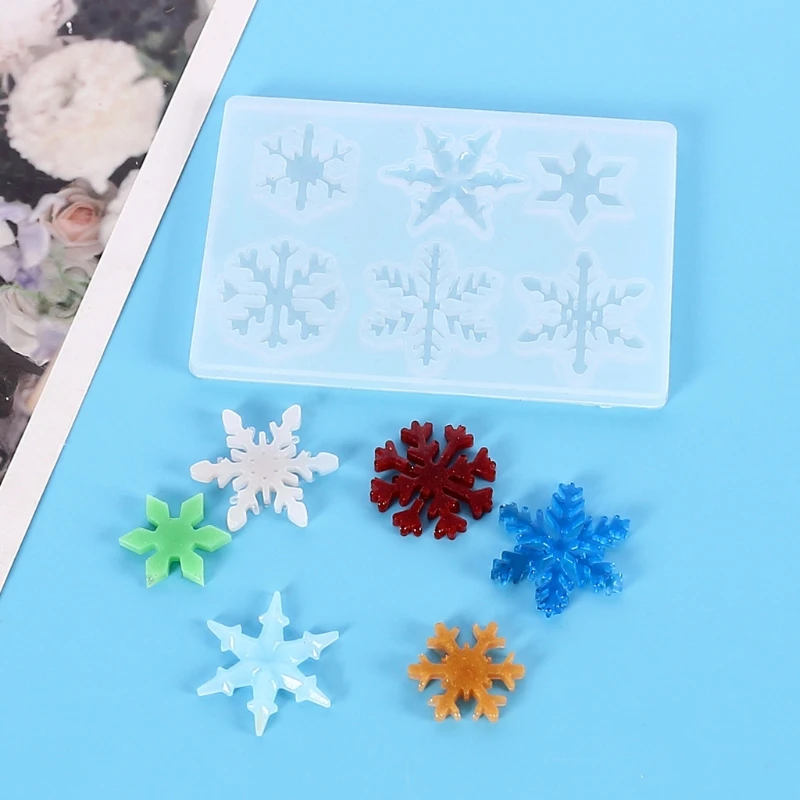 

6-Cavity Snowflake Resin Molds Snowflake Pendant Silicone Casting Molds Epoxy Resin Christmas Decorations Mold Crafts