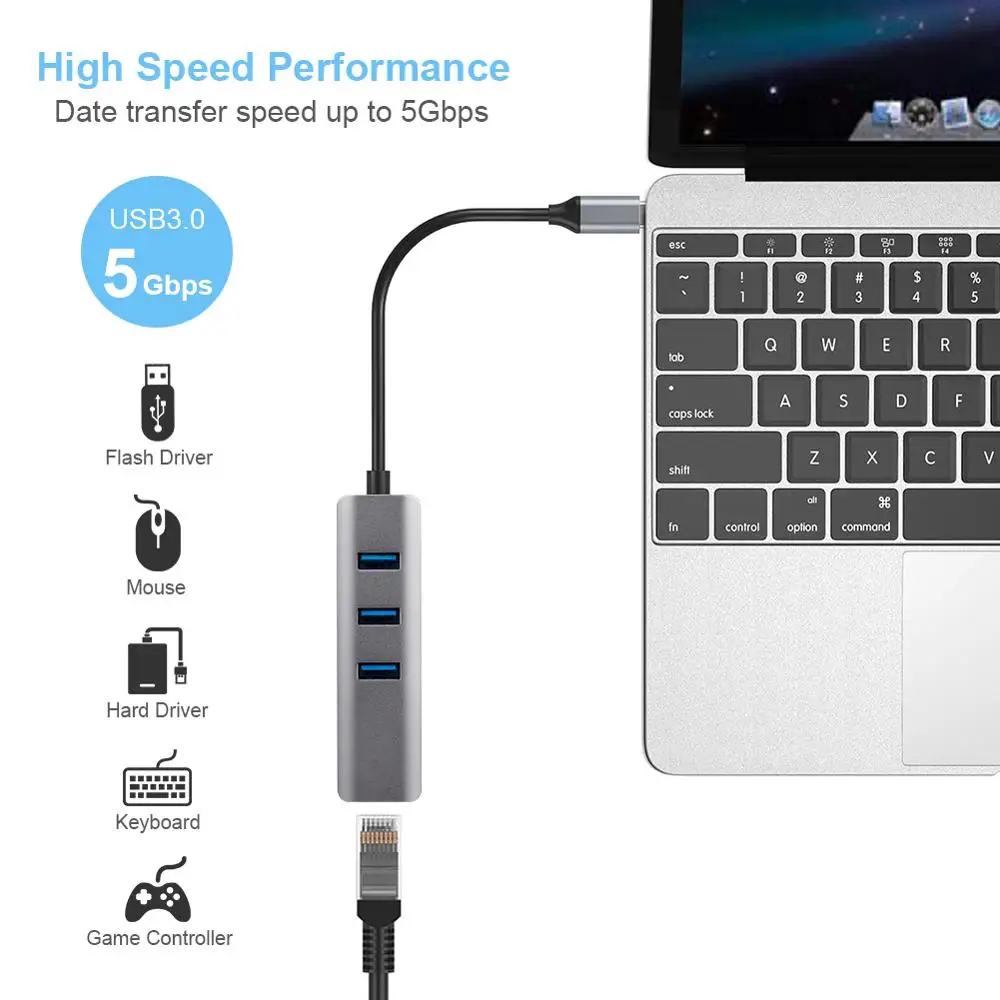 Новый USB C концентратор Gigabit Ethernet Rj45 Lan адаптер Type к 3 0 10/100/1000 сетевая карта для MacBook