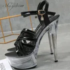 SHUZUMIAO 2021 размера плюс 43 Женщины 14,5 см высокие каблуки Черный, красный, белый цвета серебристого цвета; Туфли с прозрачными вставками; Летняя обувь; Прозрачные женские туфли-лодочки