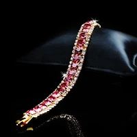 solid 18k rose gold color bracelets for women pulseira feminina silver 925 jewelry ruby topaz gemstone charm bracelets girls box