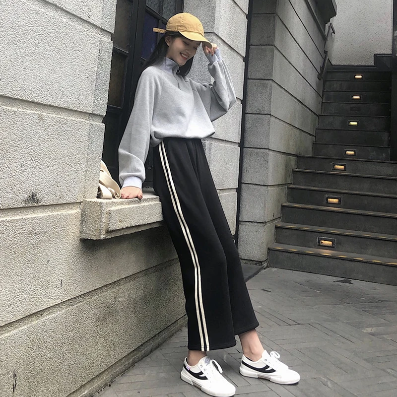 Женские прямые брюки с высокой талией Свободные повседневные в Корейском стиле
