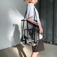 Женская вместительная Сетчатая Сумка прозрачные сумки на плечо