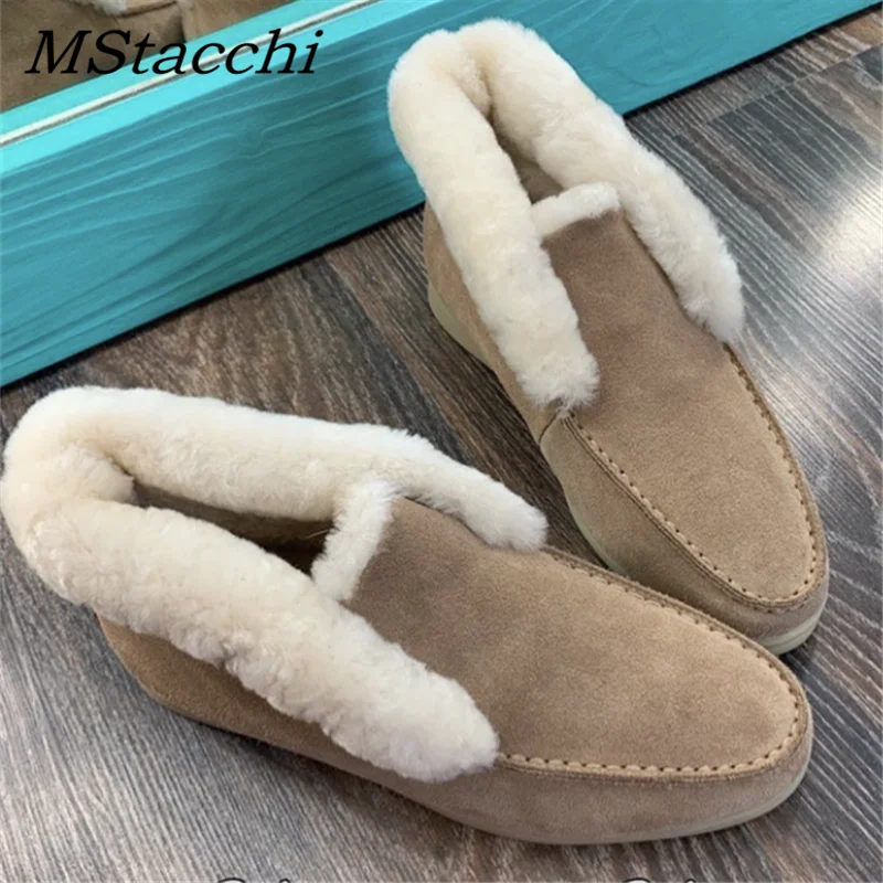 Женские замшевые сапоги MStacchi из натуральной кожи на плоской подошве ботильоны
