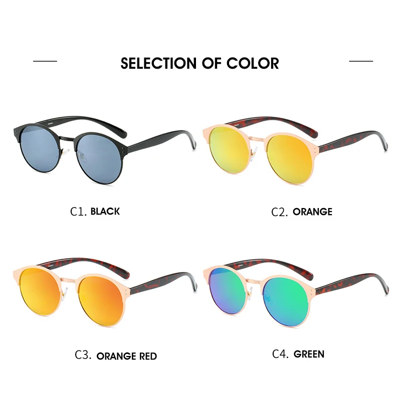 Винтажные круглые женские солнцезащитные очки с металлической оправой линзами