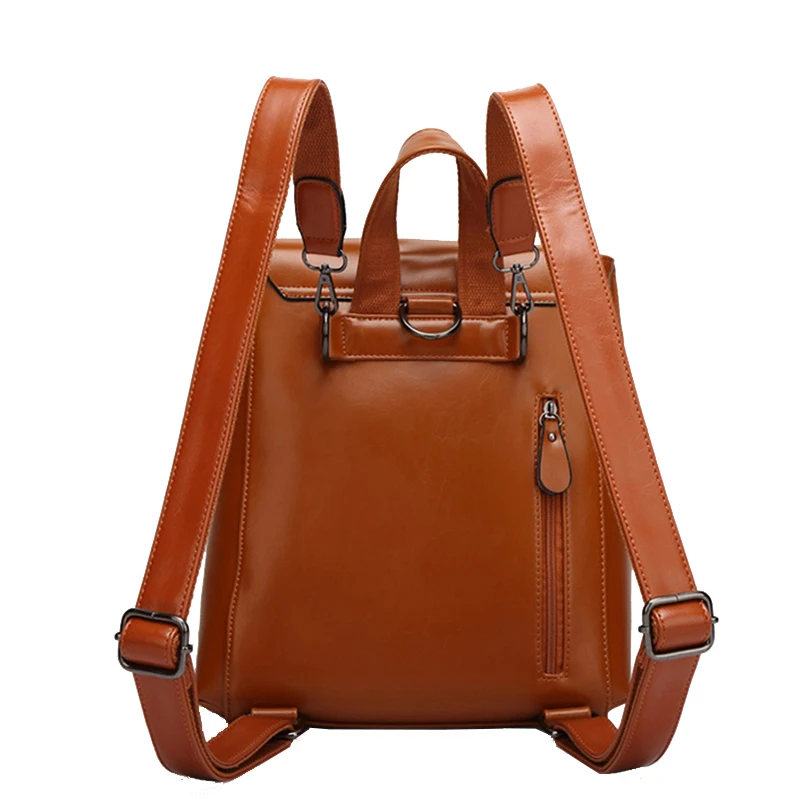 Новинка 2021 женский рюкзак из Коричневой Вощеной кожи модный дорожный мягкий