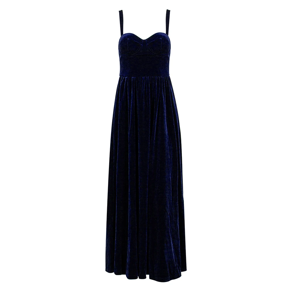 

LOVE&LEMONADE Sexy Navy Tube Top A-type Puff velvet Over the knee Party dress LM81705