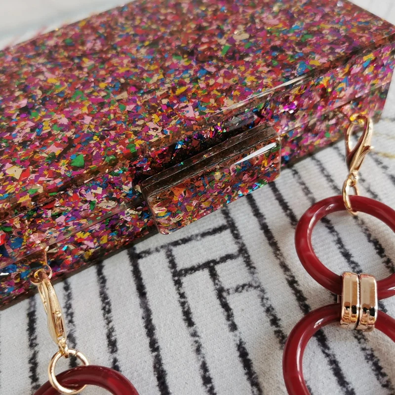 Новые женские акрил сумки Мода красочные ручные вечерние для выпускного вечера