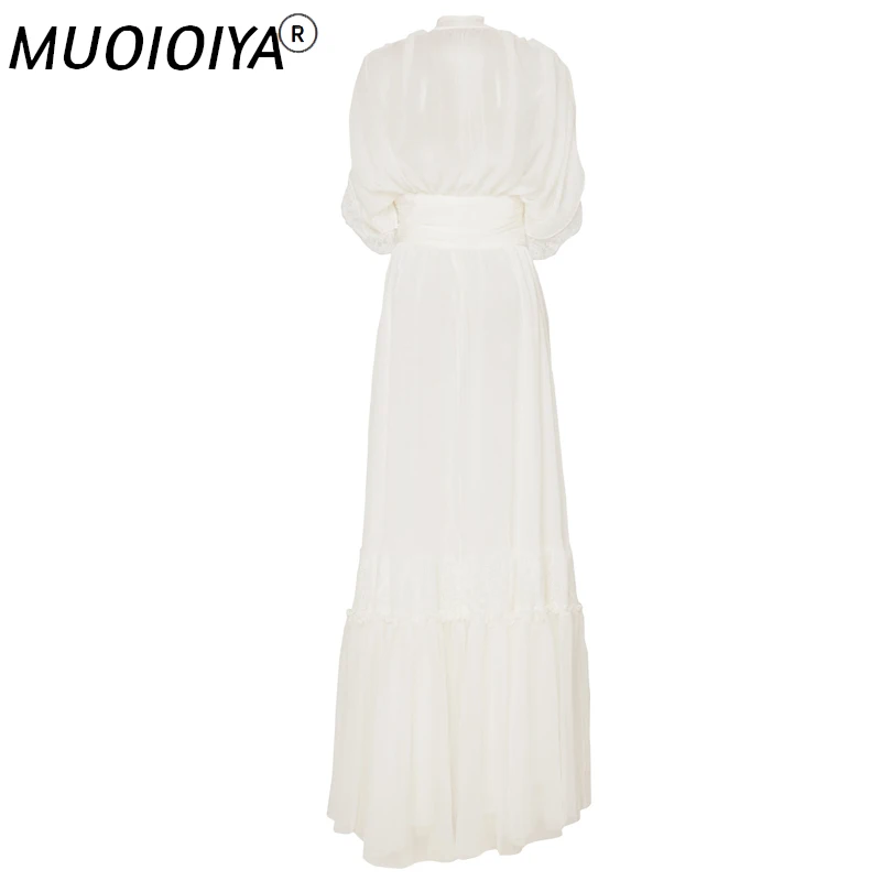 

Женское длинное шифоновое платье с бантом, дизайнерское подиумное Брендовое Кружевное Платье макси с бантом, лето 2021