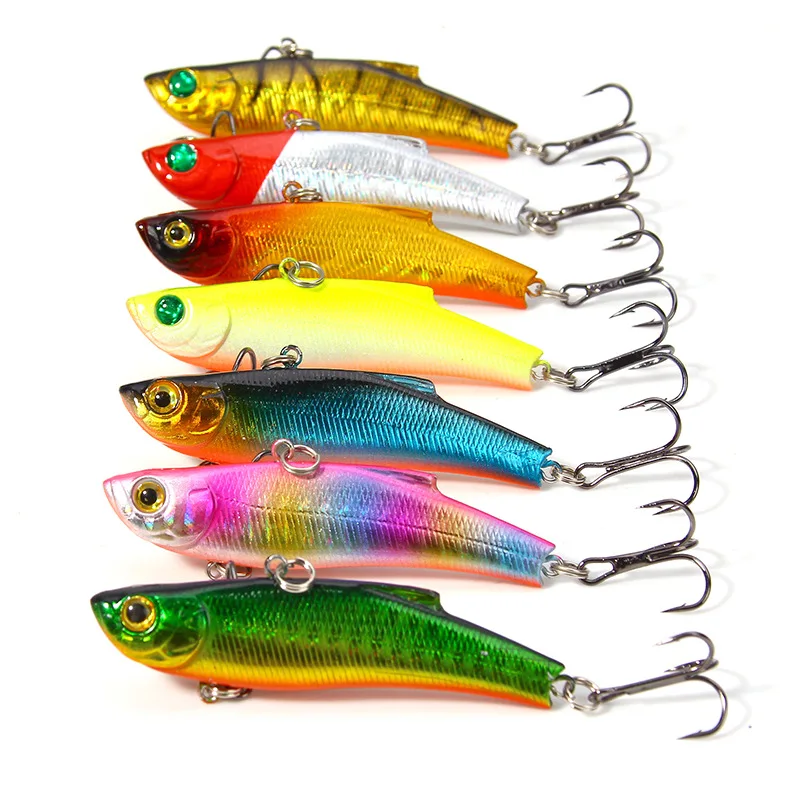 

1 PCS 7 cm / 18g Winter hard sea fishing lure VIB 3D bait eyes the swivel diving Jig wing wobbler pesca crank lures swimbait