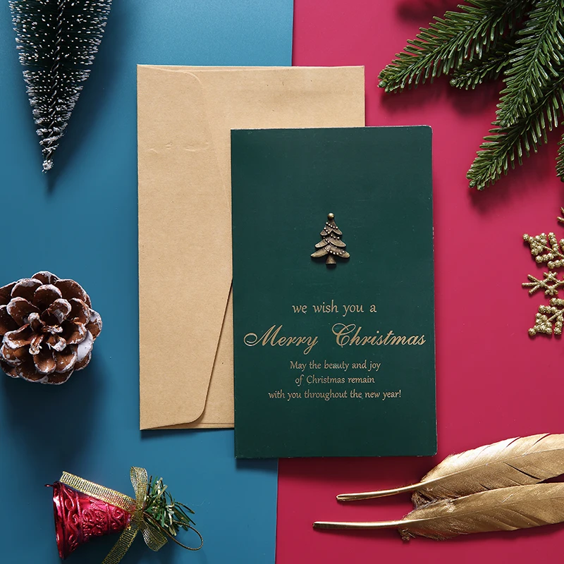 Creative vintage metal gilding handmade Christmas greeting card to send employees thanks for blessing business | Дом и сад