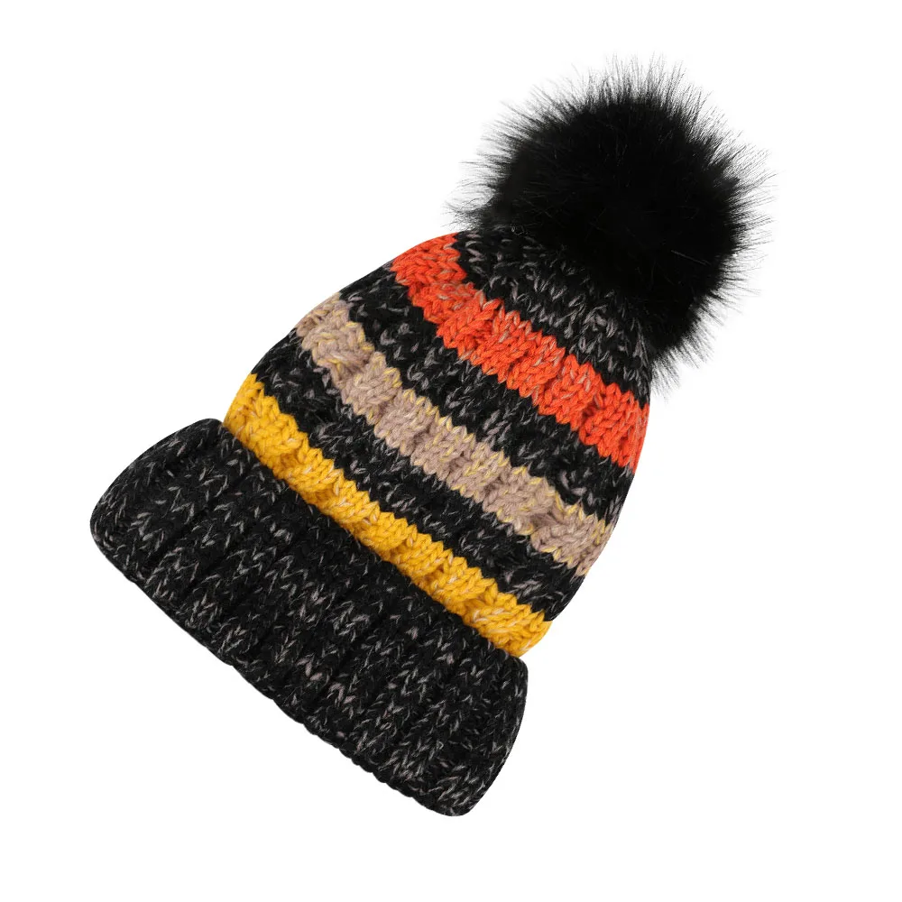COPOZZ меховая шапка с помпоном зимняя женская для девочки вязаные шапки катания на