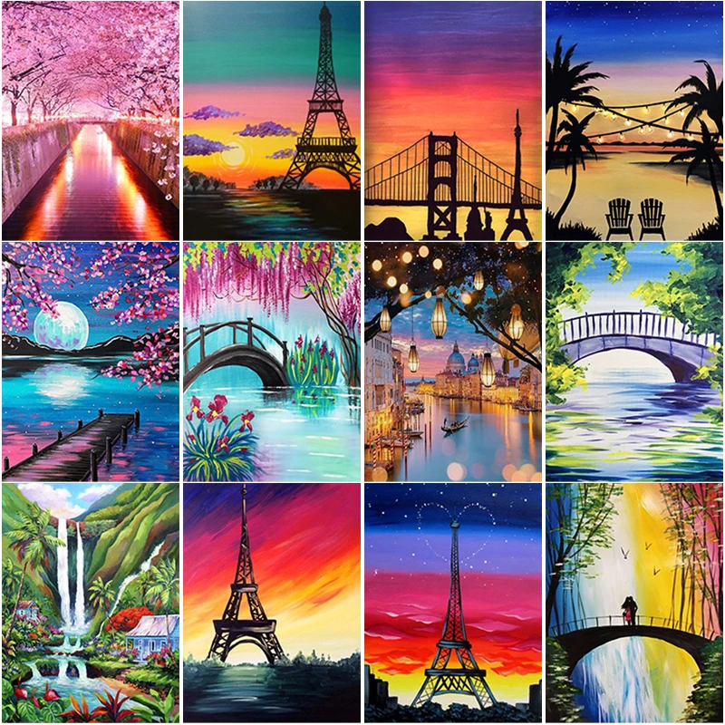 Алмазная живопись 5D &quotсделай сам&quot мост на закате алмазная вышивка пейзаж